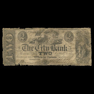 Canada, Banque de la Cité, 2 dollars : 1 septembre 1854