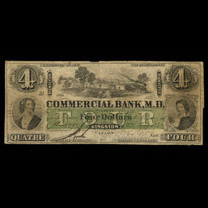 Canada, Commercial Bank of the Midland District, 4 dollars : 2 mai 1854