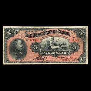 Canada, Home Bank of Canada, 5 dollars : 1 mars 1904