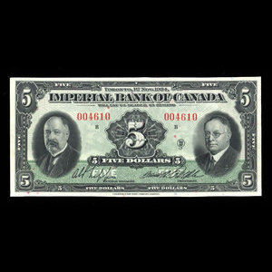 Canada, Imperial Bank of Canada, 5 dollars : 1 novembre 1934