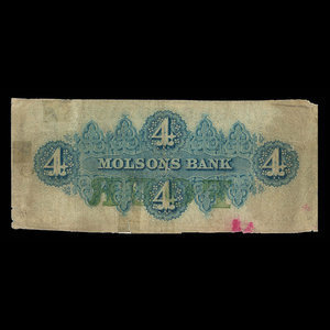 Canada, Molsons Bank, 4 dollars : 1 octobre 1855