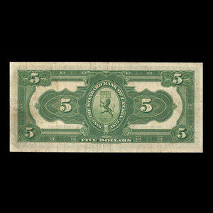 Canada, Standard Bank of Canada, 5 dollars : 2 janvier 1919