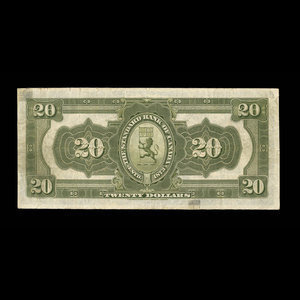 Canada, Standard Bank of Canada, 20 dollars : 2 janvier 1919