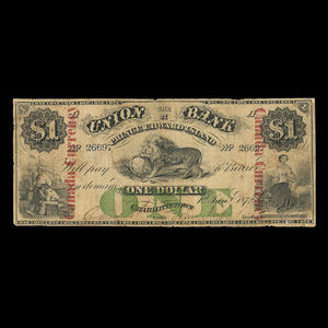 Canada, Union Bank of Prince Edward Island, 1 dollar : 1 janvier 1872