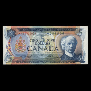 Canada, Banque du Canada, 5 dollars : 1972