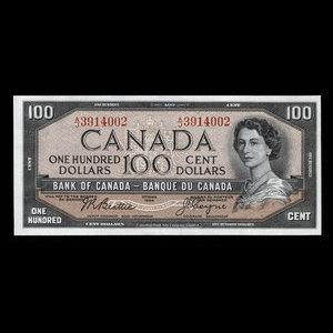 Canada, Banque du Canada, 100 dollars : 1954