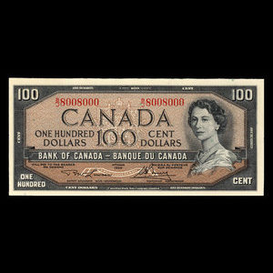 Canada, Banque du Canada, 100 dollars : 1954