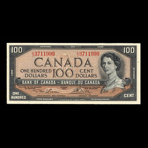 Canada, Banque du Canada, 100 dollars : 1954