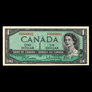 Canada, Banque du Canada, 1 dollar : 1954