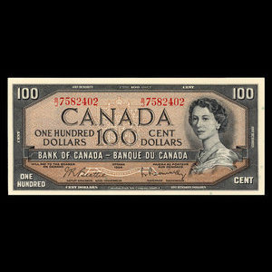 Canada, Banque du Canada, 100 dollars : 1954