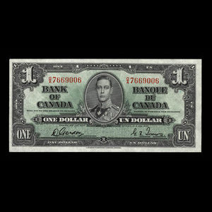 Canada, Banque du Canada, 1 dollar : 2 janvier 1937