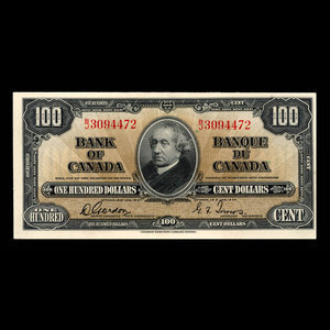 Canada, Banque du Canada, 100 dollars : 2 janvier 1937