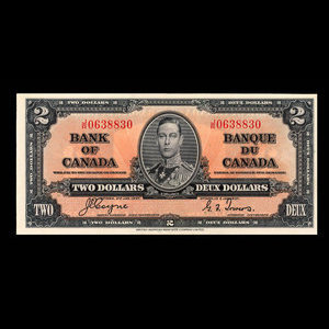 Canada, Banque du Canada, 2 dollars : 2 janvier 1937