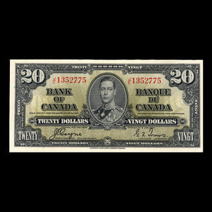 Canada, Banque du Canada, 20 dollars : 2 janvier 1937