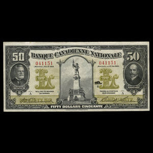 Canada, Banque Canadienne Nationale, 50 dollars : 1 février 1925