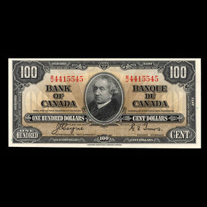 Canada, Banque du Canada, 100 dollars : 2 janvier 1937