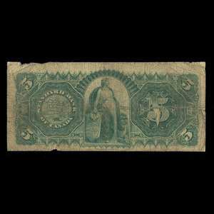 Canada, Standard Bank of Canada, 5 dollars : 1 mai 1891