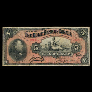 Canada, Home Bank of Canada, 5 dollars : 1 mars 1920