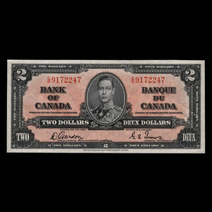 Canada, Banque du Canada, 2 dollars : 2 janvier 1937