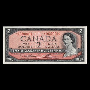 Canada, Banque du Canada, 2 dollars : 1954