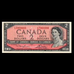 Canada, Banque du Canada, 2 dollars : 1954