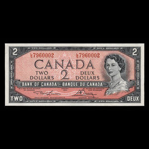 Canada, Banque du Canada, 2 dollars : 1954