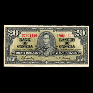 Canada, Banque du Canada, 20 dollars : 2 janvier 1937