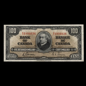 Canada, Banque du Canada, 100 dollars : 2 janvier 1937