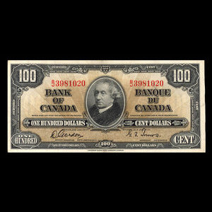 Canada, Banque du Canada, 100 dollars : 2 janvier 1937