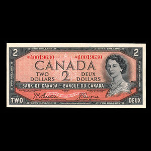 Canada, Banque du Canada, 2 dollars : 1954