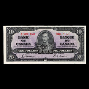 Canada, Banque du Canada, 10 dollars : 2 janvier 1937