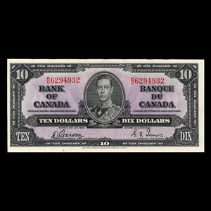 Canada, Banque du Canada, 10 dollars : 2 janvier 1937