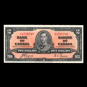 Canada, Banque du Canada, 2 dollars : 2 janvier 1937