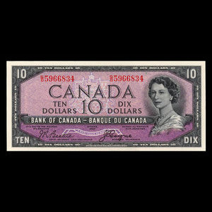 Canada, Banque du Canada, 10 dollars : 1954