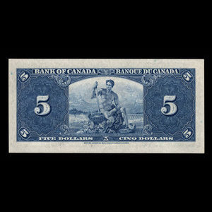 Canada, Banque du Canada, 5 dollars : 2 janvier 1937