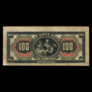 Canada, Home Bank of Canada, 100 dollars : 1 mars 1917