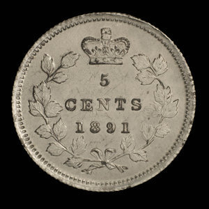 Canada, Victoria, 5 cents : 1891