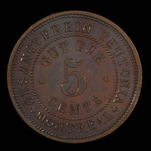 Canada, Gesangverein Teutonia, 5 cents : 1888