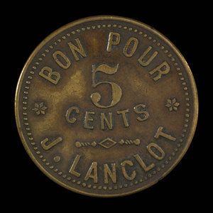 Canada, J. Lanctot, 5 cents : 1893