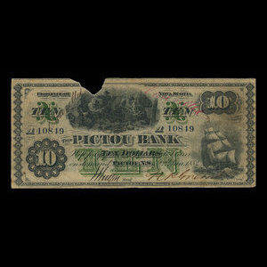 Canada, Pictou Bank, 10 dollars : 2 janvier 1882