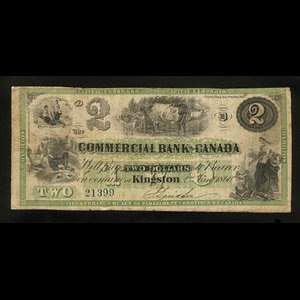 Canada, Commercial Bank of Canada, 2 dollars : 2 janvier 1860