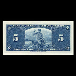 Canada, Banque du Canada, 5 dollars : 2 janvier 1937