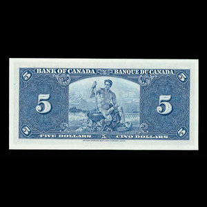 Canada, Banque du Canada, 5 dollars : 2 janvier 1937