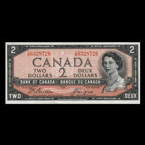 Canada, Banque du Canada, 2 dollars : 1954