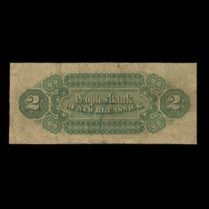 Canada, Peoples Bank of New Brunswick, 2 dollars : 1 décembre 1881