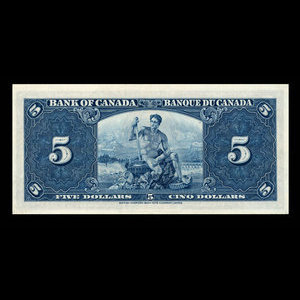 Canada, Banque du Canada, 5 dollars : 2 janvier 1937