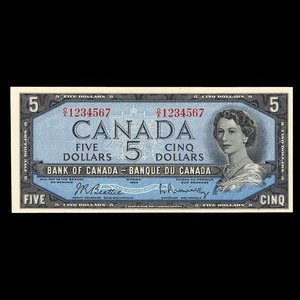 Canada, Banque du Canada, 5 dollars : 1954