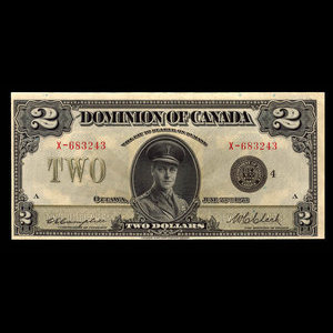 Canada, Dominion du Canada, 2 dollars : 23 juin 1923