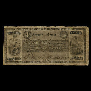 Canada, Bank of British North America, 4 dollars : 1 janvier 1853