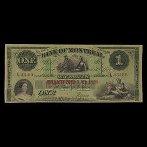 Canada, Banque de Montréal, 1 dollar : 3 janvier 1859